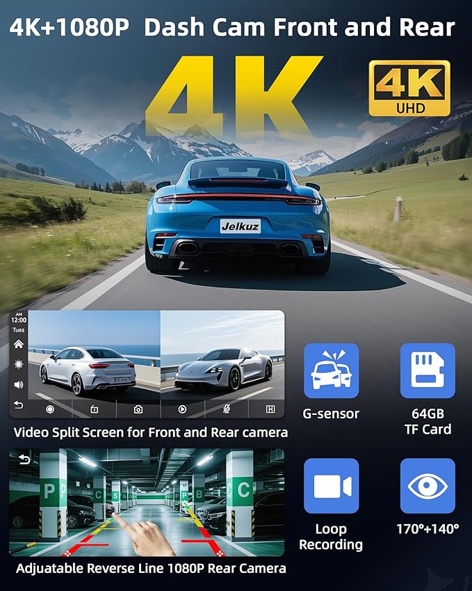 11.26'' Apple CarPlay Screen for Car Tablet Pro Max 2025 Wireless Car Play Android Auto Screen 4K Dash Cam with 350° Rotatable Lens Bluetooth/GPS Navigation/Voice Control Unique Bracket