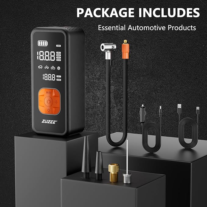 Tire Inflator Portable Air Compressor - 4X Faster Inflation, 150PSI Air Pump for Car Tires with Digital Pressure Gauge/LED Light, Portable Tire Inflator for Car, Moto, Bike, Ball, etc