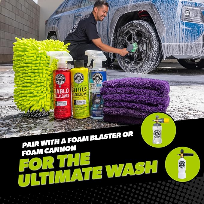 Chemical Guys Clean and Shine Car Wash Starter Kit - 7-Piece Set with 3 x 16 oz Car Detailing Chemicals, Safe for Cars, Trucks, SUVs, Motorcycles, Jeeps, RVs, and More
