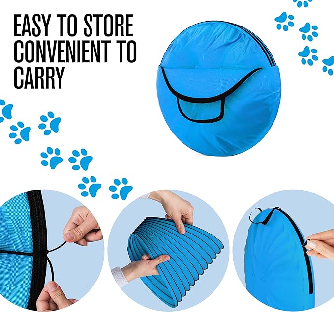 Houseables Dog Tunnel, Dog Agility Tunnel, Agility Equipment, Puppy Obstacle Course, Pet Playground, Crawling, Small, Medium, Large, Indoor/Outdoor, Play, Pop Up Set, Exercise Tube, Toy, Blue, 18 Feet