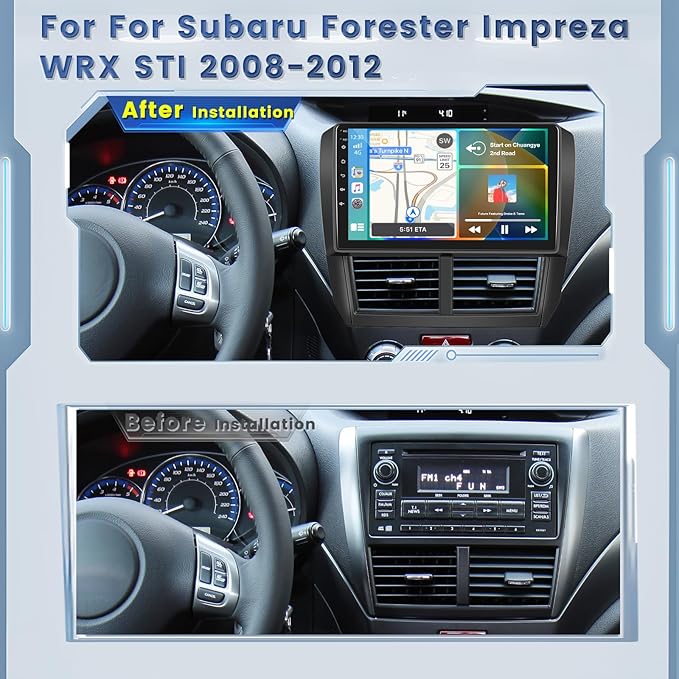 Roinvou [2G+64G] for Subaru Forester Impreza WRX STI 2008 2009 2010 2011 2012 Car Radio with Wireless Carplay/Android Auto, 9 Inch Android 15 IPS Touch Screen Car Stereo, Bluetooth, GPS, WiFi, HiFi