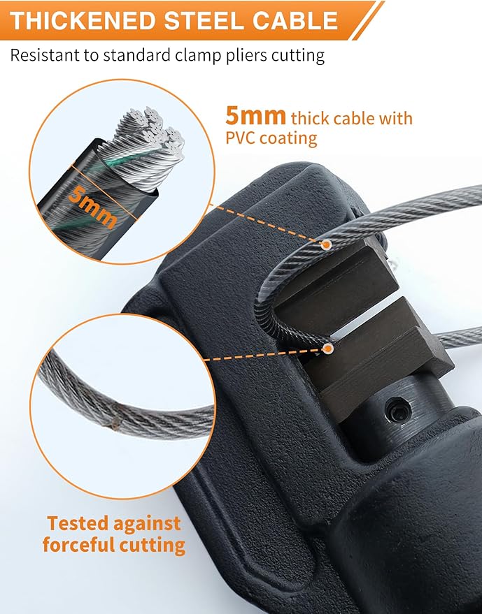 4-Digit Combination Cable Lock with 3 Steel Cables (9"/24"/47") - Secure Reset Only with Current Code - for Bike, Luggage, Gate, Shed, Cabinet - Gun-Grey, 2 Pack