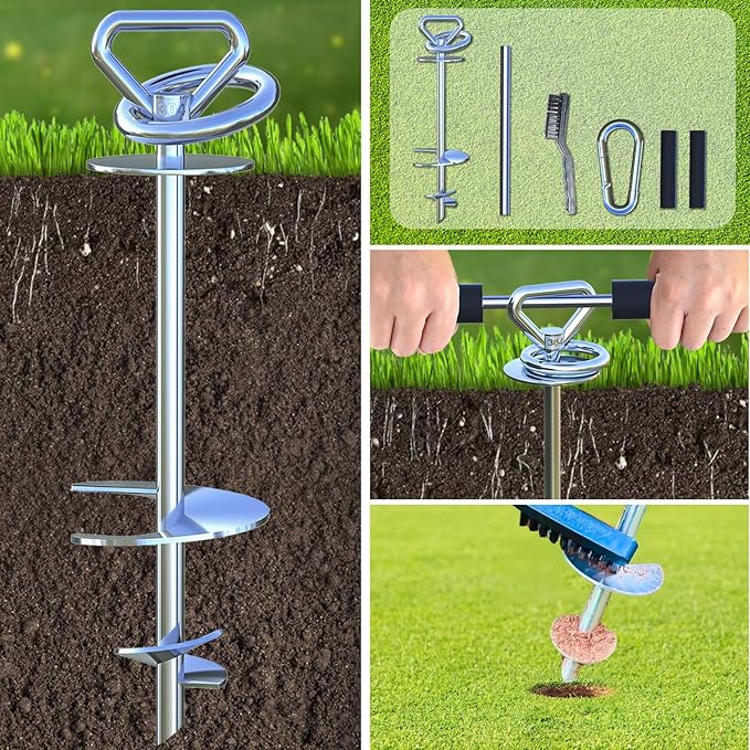 Dog Tie Out Stake with 20ft Swivel Cable for Large Dogs up to 150 lbs - Heavy Duty for Yard, Sand, or Beach