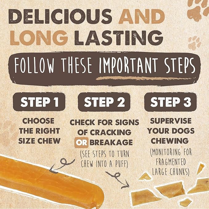 Mighty Paw Yak Cheese Dog Chews - All-Natural Treats for Dogs - High Protein Treat with 68 Grams of Protein Per Chew - Delicious and Long Lasting - Limited Ingredients - Monster 4 Pack