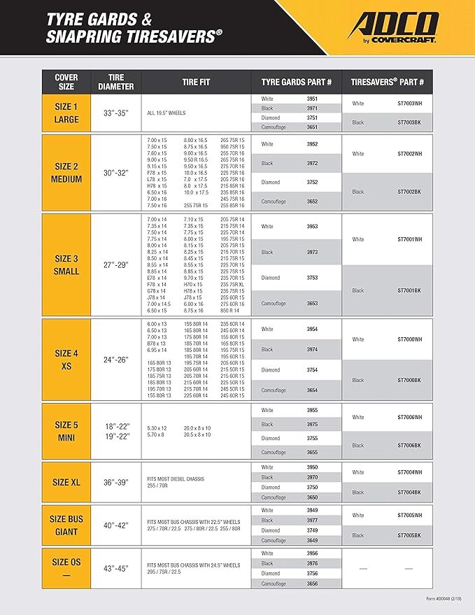 ADCO 3961 Designer Series Tan 33" -35" Tyre Gard Wheel Cover