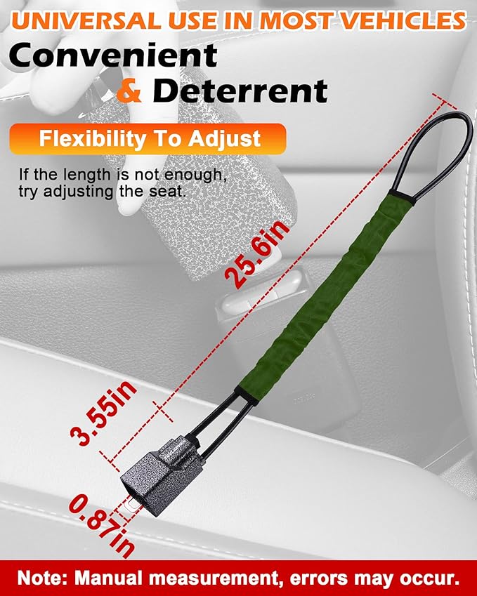 Tevlaphee Steering Wheel Lock Seat Belt Lock Universal Anti Theft Car Device Car Lock Car Theft Prevention with 3 Keys for Car Security Fit Most Vehicles Truck SUV Van (Green)