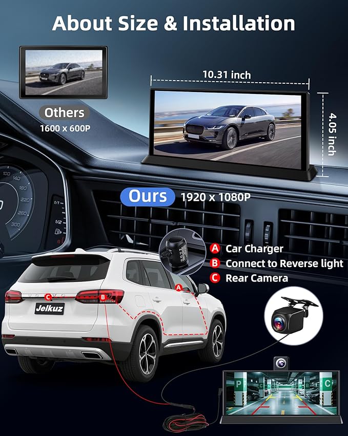 11.26'' Apple CarPlay Screen for Car Tablet Pro Max 2025 Wireless Car Play Android Auto Screen 4K Dash Cam with 350° Rotatable Lens Bluetooth/GPS Navigation/Voice Control Unique Bracket