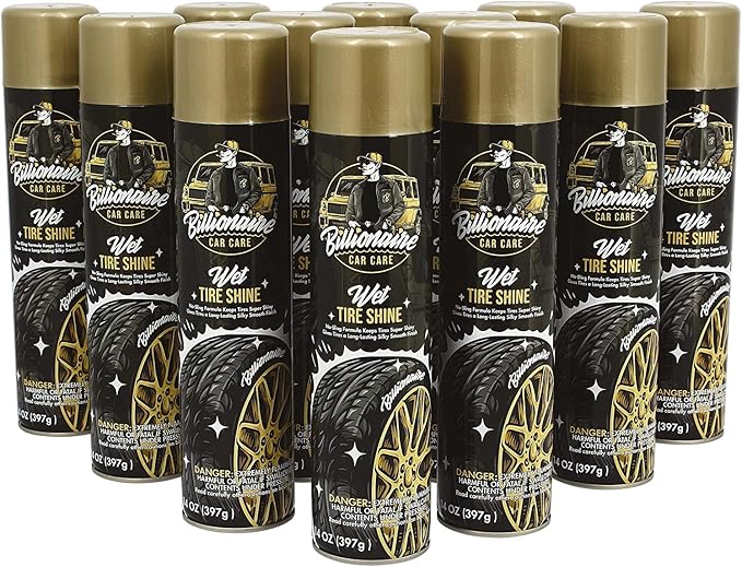 Billionaire wet tire shine spray - 1 Can 14 oz No sling formula Long-lasting silky smooth finish - Spraying maximum Protection Fast Dry - Car Detailing