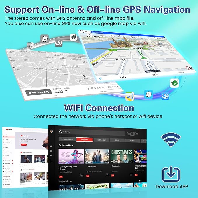 2+64GB Android Car Stereo for Honda Civic 2012-2015 Wireless Carplay Android Auto, 9 Inch Touchscreen Car Radio GPS Navi WiFi Bluetooth Backup Camera FM RDS Radio EQ SWC