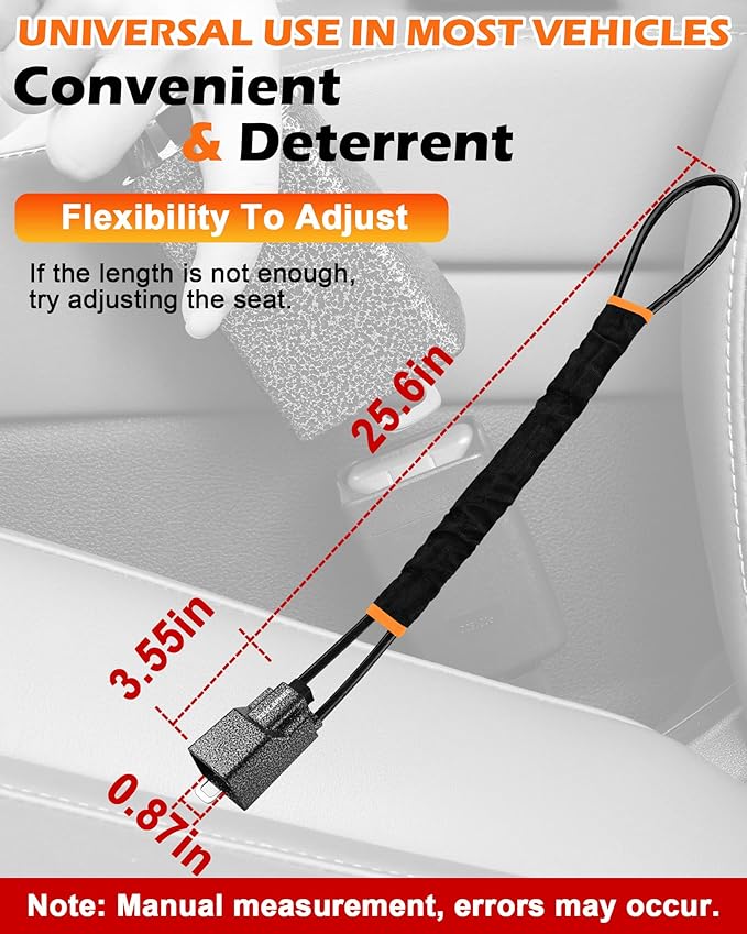 Tevlaphee Steering Wheel Lock Seat Belt Lock Universal Anti Theft Car Device Car Lock Car Theft Prevention with 3 Keys for Car Security Fit Most Vehicles Truck SUV Van (Black)