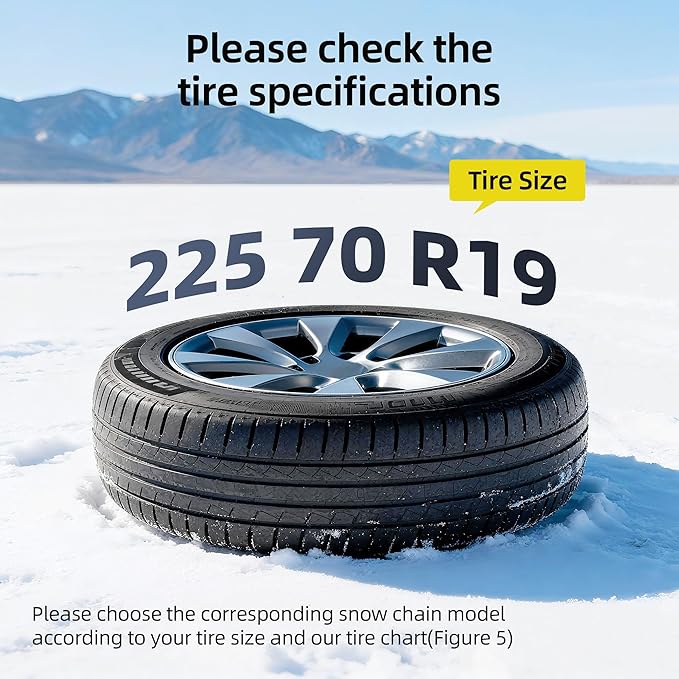 Snow Chains for Car Tires, 35s Quick Fit & Auto-Tightening, Universal Emergency Anti-Slip Tire Traction Chains for Cars, SUVs & Trucks, Reusable Portable Set of 2 (HKN-140)