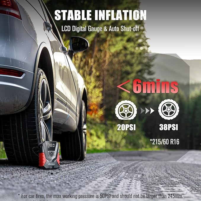AVID POWER Tire Inflator Portable Air Compressor AC/DC, Automatic Tire Inflator with Gauge, 12V, 110V Small Air Compressor, Portable Air pump for Car Tires, Bikes, Motorcycles, Small inflatables