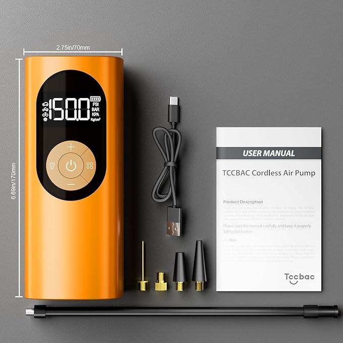 Tire Inflator Portable Air Compressor 150PSI Air Pump for Car Tires with Digital Pressure Gauge, Led Light, Auto Shut-Off, Portable Pump for Auto, Motorcycle, Bike, Balls and More