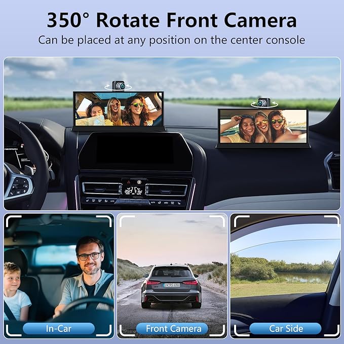 Largest 11.26" Apple Carplay Screen for Car 4K Dash Cam 350° Rotatable Camera【Cust-omized Bracket】 Car Tablet Pro Max w Carplay & Android Auto Real-time Navigation Bluetooth Audio Mirror Link