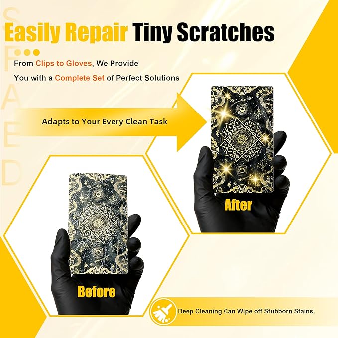 Card Care Clean Kit,17-in-1 Card Cleaning and Polishing Restoration Kit, Trading Card Cleaning Box with Cleaning Spray and Balck Nitrile Gloves, Suitable for Surface Card Care&Flatten Edges