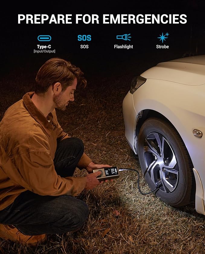 AVAPOW Tire Inflator Portable Air Compressor, 150 PSI Cordless Car Tire Air Pump with Pressure Gauge, 3.7″ LCD Screen, Auto-Shuts Off Tire Pump for Car, Motorcycle, Bike, Balls