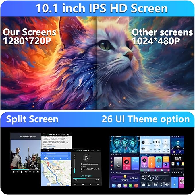 4G+64G Android 13 Car Radio for Honda Civic 2006-2011 with Wireless Carplay Android Auto GPS Navigation 10.1 Inch IPS Touch Screen Head Unit, Support Steering Wheel Control, Mirrorlink, Backup Camera