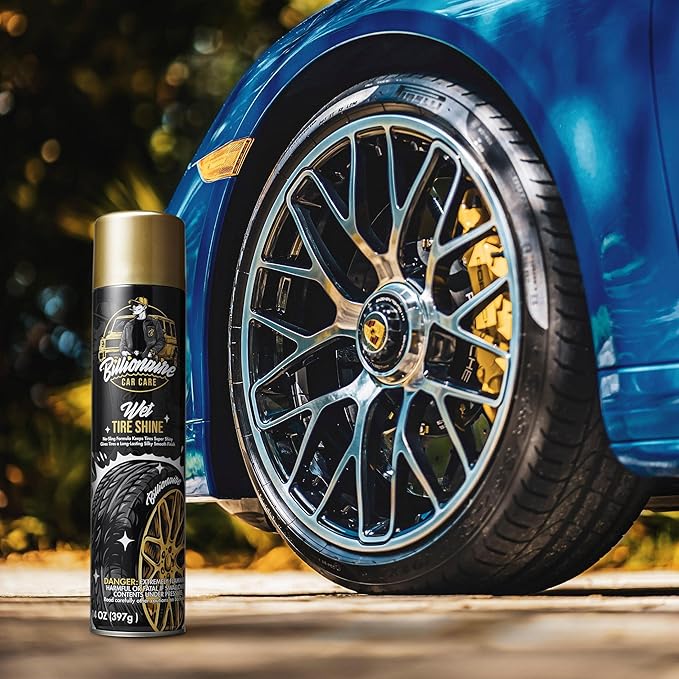 Billionaire wet tire shine spray - 1 Can 14 oz No sling formula Long-lasting silky smooth finish - Spraying maximum Protection Fast Dry - Car Detailing