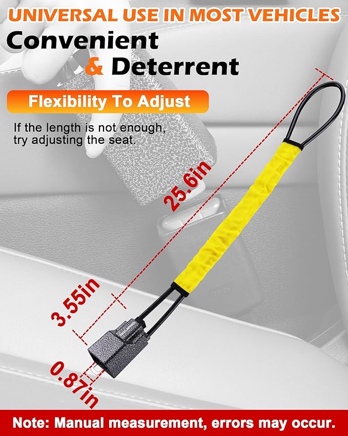 Tevlaphee Steering Wheel Lock Seat Belt Lock Universal Anti Theft Car Device Car Lock Car Theft Prevention with 3 Keys for Car Security Fit Most Vehicles Truck SUV Van (Yellow)