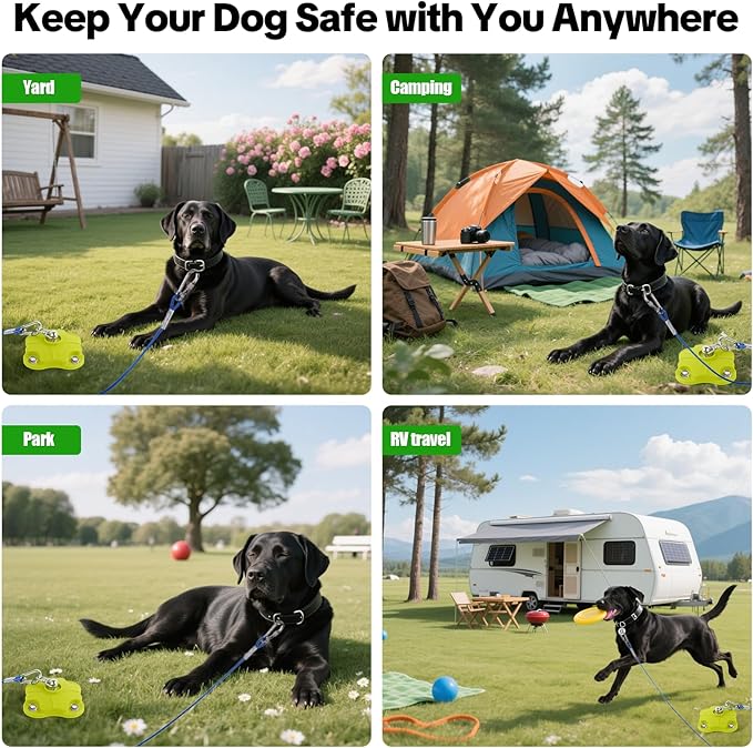 Dog Tie Out Stake for Yard & Camping - Heavy Duty Ground Anchor- Stainless Steel&Composite, 200LBS, Dual 360° Tangle-Free Swivel, Outside Green Dog Runner Stake (One Dog Stake/200lbs/No Cable)