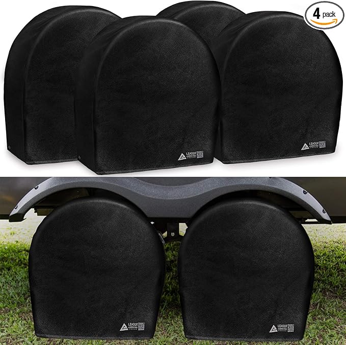 Leader Accessories Tire Covers (4 Pack) - Heavy Duty Waterproof Wheel Protectors for Truck, SUV, Jeep, Camper,Trailer, RV - Universal Fits 29.25-31.75 Inches Diameter, Black