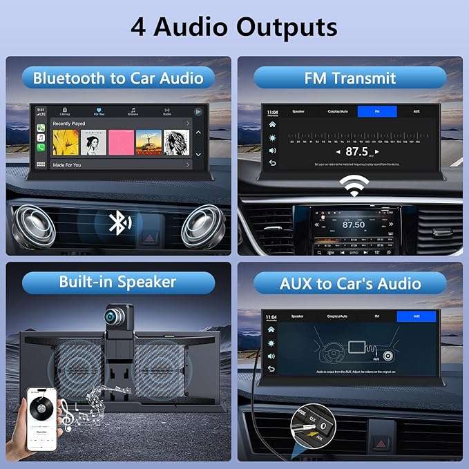 Largest 11.26" Apple Carplay Screen for Car 4K Dash Cam 350° Rotatable Camera【Cust-omized Bracket】 Car Tablet Pro Max w Carplay & Android Auto Real-time Navigation Bluetooth Audio Mirror Link
