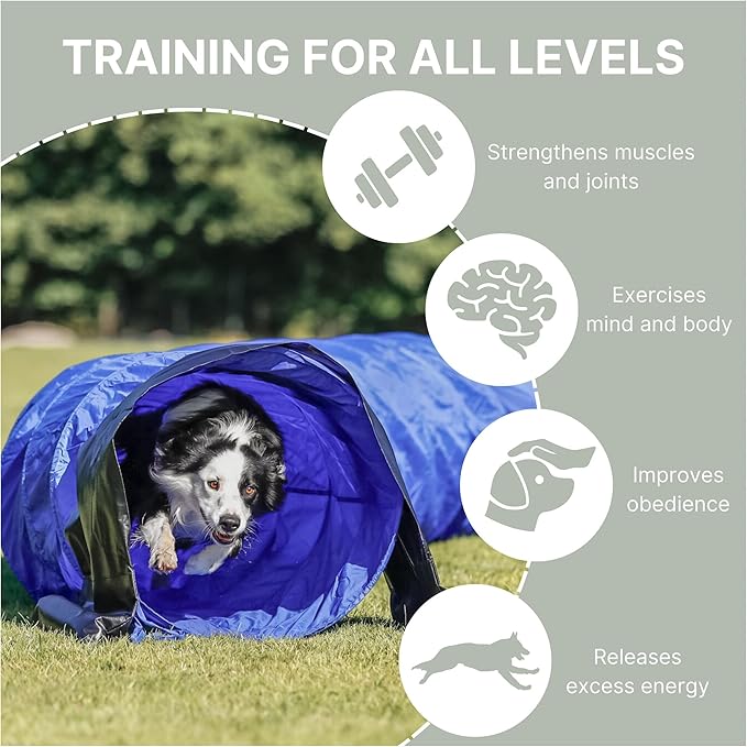 TRIXIE Dog Agility Tunnel– Dog Tunnel for Large Dogs Agility Training, Portable Dog Tunnel 196.9 in Long & 23.6 in Diameter, Dog Agility Equipment for Beginners & Advanced