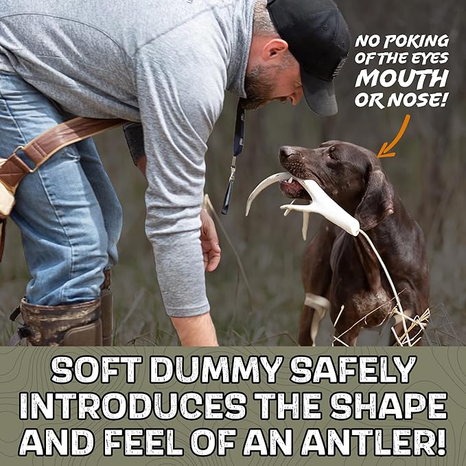 DogBone Shed Hunting Dog Training Kit – Train Your Puppy to Find Deer Antlers - Includes 2 oz Scent for Nosework & Flexible Floating Dummy for Retrieving - Perfect for Whitetail Hunters