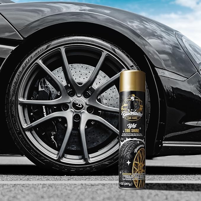 Billionaire wet tire shine spray - 1 Can 14 oz No sling formula Long-lasting silky smooth finish - Spraying maximum Protection Fast Dry - Car Detailing