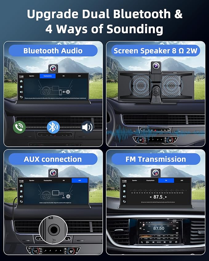 11.26'' Apple CarPlay Screen for Car Tablet Pro Max 2025 Wireless Car Play Android Auto Screen 4K Dash Cam with 350° Rotatable Lens Bluetooth/GPS Navigation/Voice Control Unique Bracket
