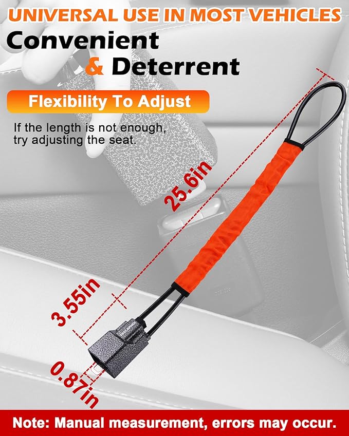 Tevlaphee Steering Wheel Lock Seat Belt Lock Universal Anti Theft Car Device Car Lock Car Theft Prevention with 3 Keys for Car Security Fit Most Vehicles Truck SUV Van (Orange)