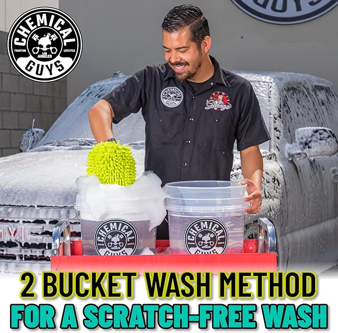 Chemical Guys HOL129 Best Two Car Wash Bucket Kit to Wash & Dry (11 Items Including 3 16 oz. Chemicals)
