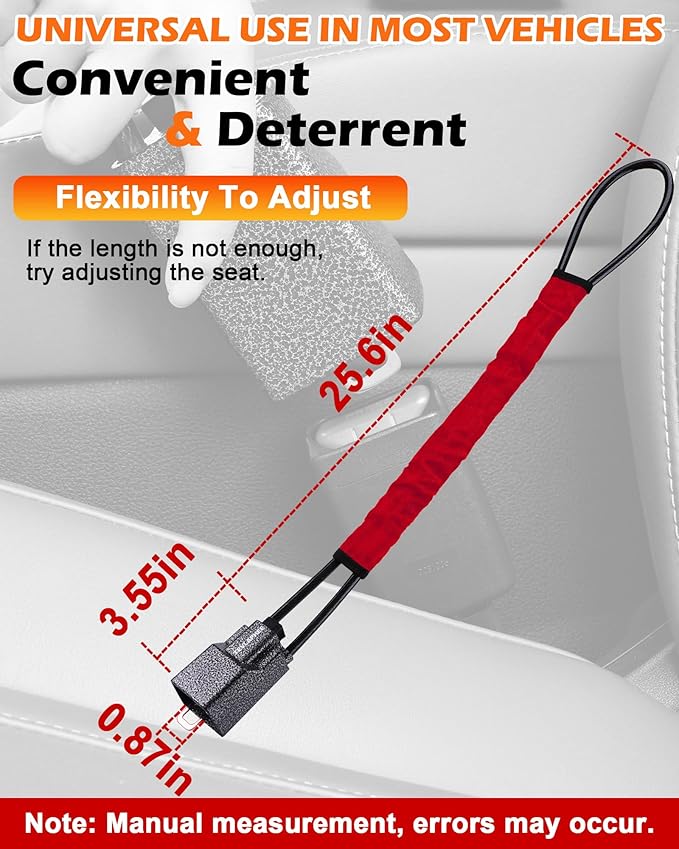 Tevlaphee Steering Wheel Lock Seat Belt Lock Universal Anti Theft Car Device Car Lock Car Theft Prevention with 3 Keys for Car Security Fit Most Vehicles Truck SUV Van (Red)