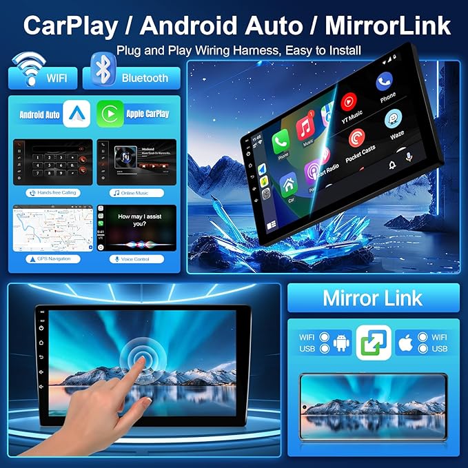 Leadfan Car Radio Stereo for Honda Civic 2012 Compatible with Wireless Apple Carplay Android Auto, 9 Inch Touchscreen GPS Navigation WiFi Bluetooth Backup Camera MirrorLink Mic 2+32G