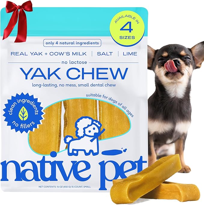 Native Pet Yak Cheese Himalayan Dog Chews - Long Lasting Dental Sticks for Small Breeds– 100% All Natural Himalayan Yak Chews for Small Dogs – Cheese Bone for Aggressive Chewers - 15 Per Pack
