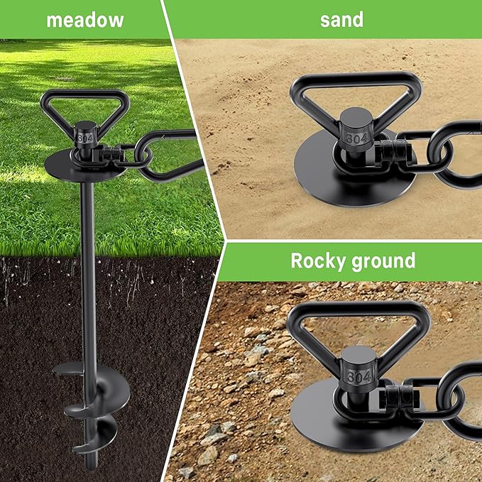 TOMBABY Dog Tie Out Cable and Stake,with 20FT Heavy Duty Cable,360° Swivel Dog Anchor& Anti-Tangle,Dog Runner for Yard,Dog Stake Allows Dogs Up to 150 lbs, Dog Stakes for Outside Beach,Camping, Yard