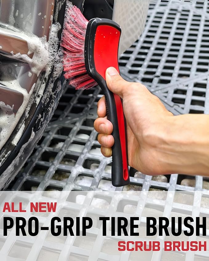 8PCS Wheel Cleaning Kit with Microfiber Brush & Rubber Grip Tire Brush, Twist Loop Drying Towel, Detailing Brush, Applicator for Car Rim and Tire Care