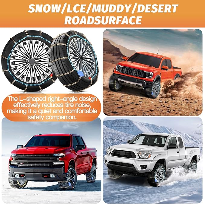 DEDC Auto Lock Snow Tire Chains,50s Quick Easy,Enhanced Manganese Steel Alloy,Endurance Life 650 Mi,Icy Snowy Road Tire Traction for Car and SUV 225 235 245 255 275 Set of 2 (LS1520)