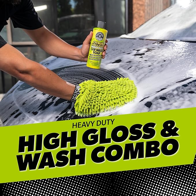 Chemical Guys Clean and Shine Car Wash Starter Kit - 7-Piece Set with 3 x 16 oz Car Detailing Chemicals, Safe for Cars, Trucks, SUVs, Motorcycles, Jeeps, RVs, and More