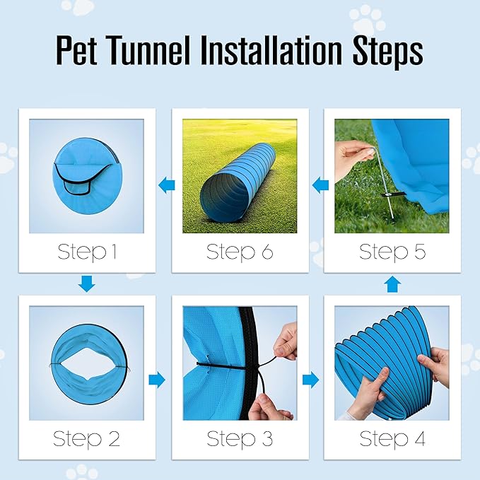 Houseables Dog Tunnel, Dog Agility Tunnel, Agility Equipment, Puppy Obstacle Course, Pet Playground, Crawling, Small, Medium, Large, Indoor/Outdoor, Play, Pop Up Set, Exercise Tube, Toy, Blue, 18 Feet