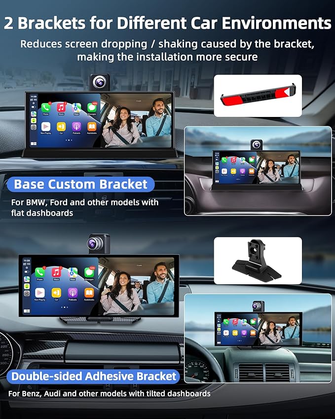 11.26'' Apple CarPlay Screen for Car Tablet Pro Max 2025 Wireless Car Play Android Auto Screen 4K Dash Cam with 350° Rotatable Lens Bluetooth/GPS Navigation/Voice Control Unique Bracket