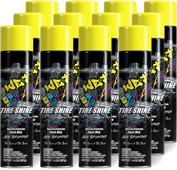 Street Legal The Ultimate Wet Tire Shine, High Gloss Wet-Look Tire Dressing, Silicone-Based Formula, 14 oz Aerosol (Pack of 12)