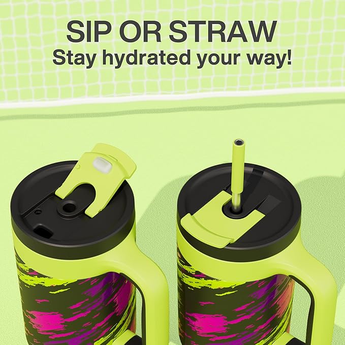 POWCAN 40 oz Tumbler with Handle, 2-in-1 Straw and Sip Lid, Leakproof, Dishwasher Safe, Insulated Stainless Steel Travel Coffee Mug, Keeps Cold for 34 Hours, Fits in Car Cup Holder (Furious Fast)