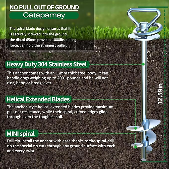 Dog Tie Out Cable and Stake,with 30FT Heavy Duty Cable,360° Swivel Run Anchor -Dog Runner for Yard- for Large Dogs up to 150 lbs-Dog Stakes for Outside Yard Outdoor Camping