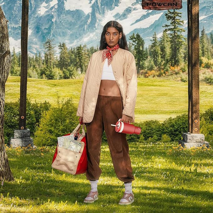 POWCAN 50 oz Tumbler with Handle, 2-in-1 Straw and Sip Lid, Leakproof, Dishwasher Safe, Insulated Stainless Steel Travel Coffee Mug, Keeps Cold for 34 Hours, Fits in Car Cup Holder (Petal)