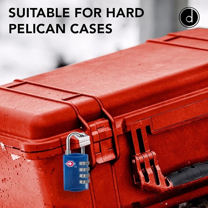 TSA Locks for Luggage, 2-Pc Durable Steel Padlock, Keyless Easy to Read 4-Digit Combination Lock for Backpacks, Travel Suitcases, Toolbox, Filing Cabinets, Baggage & Gym Locker, Blue