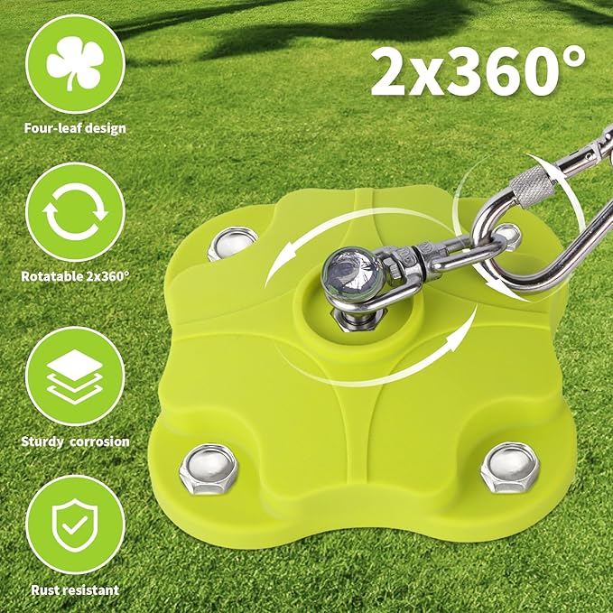 Dog Tie Out Stake for Yard & Camping - Heavy Duty Ground Anchor- Stainless Steel&Composite, 200LBS, Dual 360° Tangle-Free Swivel, Outside Green Dog Runner Stake (One Dog Stake/200lbs/No Cable)