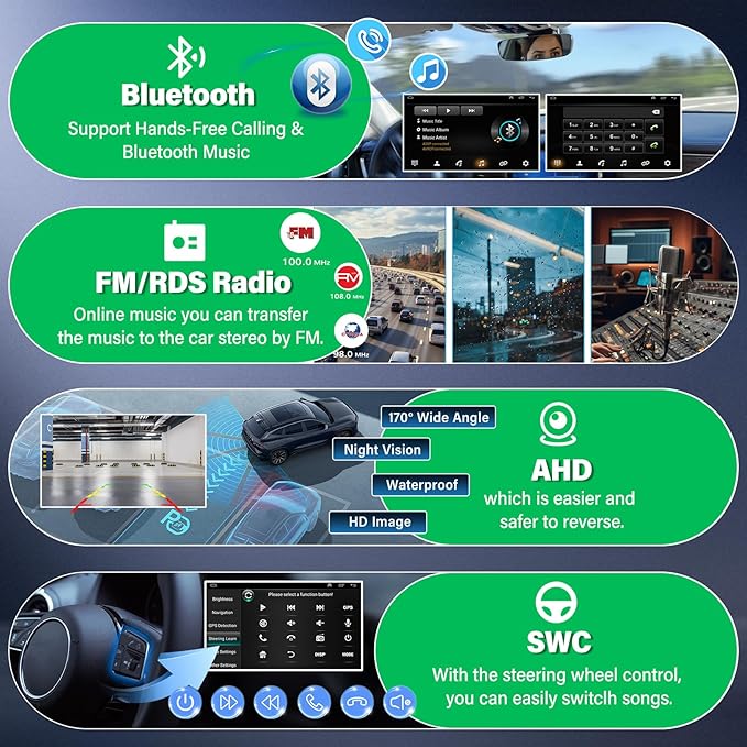 10'' Car Radio Stereo for Toyota Tacoma 2005-2015 with Wireless with Carplay Android Auto, Touch Screen Head Unit with Keys and Knobs, GPS Navigation, WiFi, EQ, BT, FM, SWC, Mic, Backup Cam 2+32GB