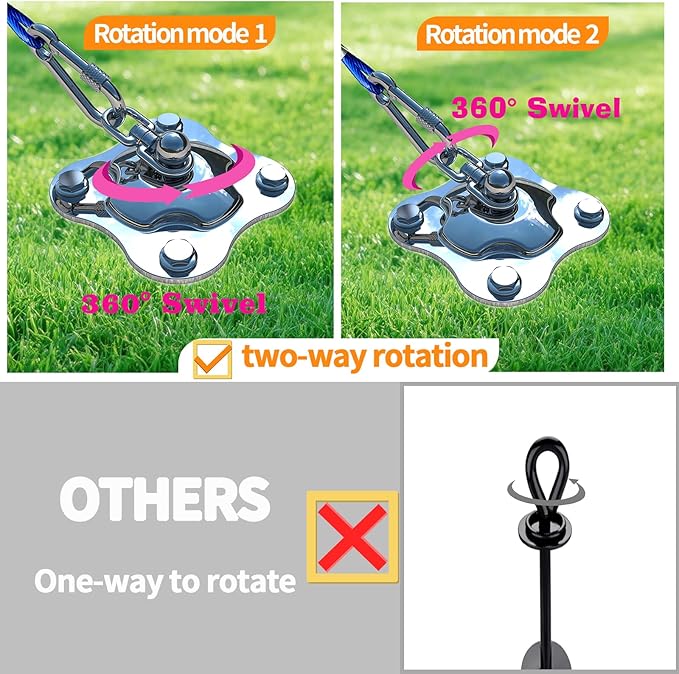 Dog Tie Out Cable and Stake,Heavy Duty Stakes for Outside,30FT Tangle-Free Runner for Yard,360° Swivel Anchor for Dogs Up to 150 lbs,Stake for Dog Leash Ideal for Outdoor and Camping