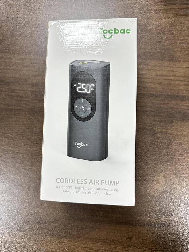 Tire Inflator Portable Air Compressor with Auto Shut-Off and Led Light, 150PSI Cordless Air Pump with Digital Pressure Gauge, 20s Fast Inflate Electric Bike Pump for Car, Motorcycle, Bicycle, Ball